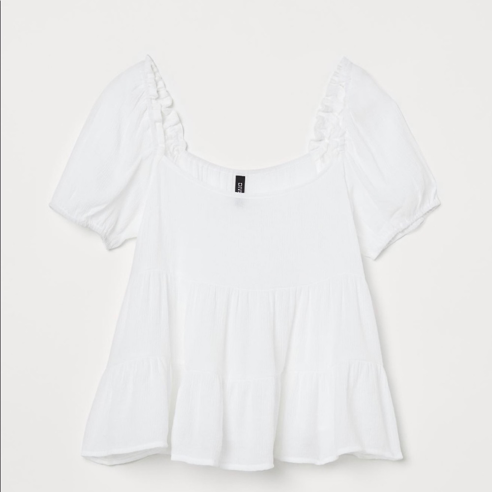 H&M White Puff Sleeve Top